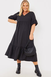 V Neck Smock Maxi Dress