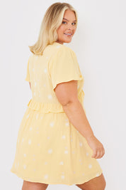 Floral Embroidered Frill Detail Mini Dress