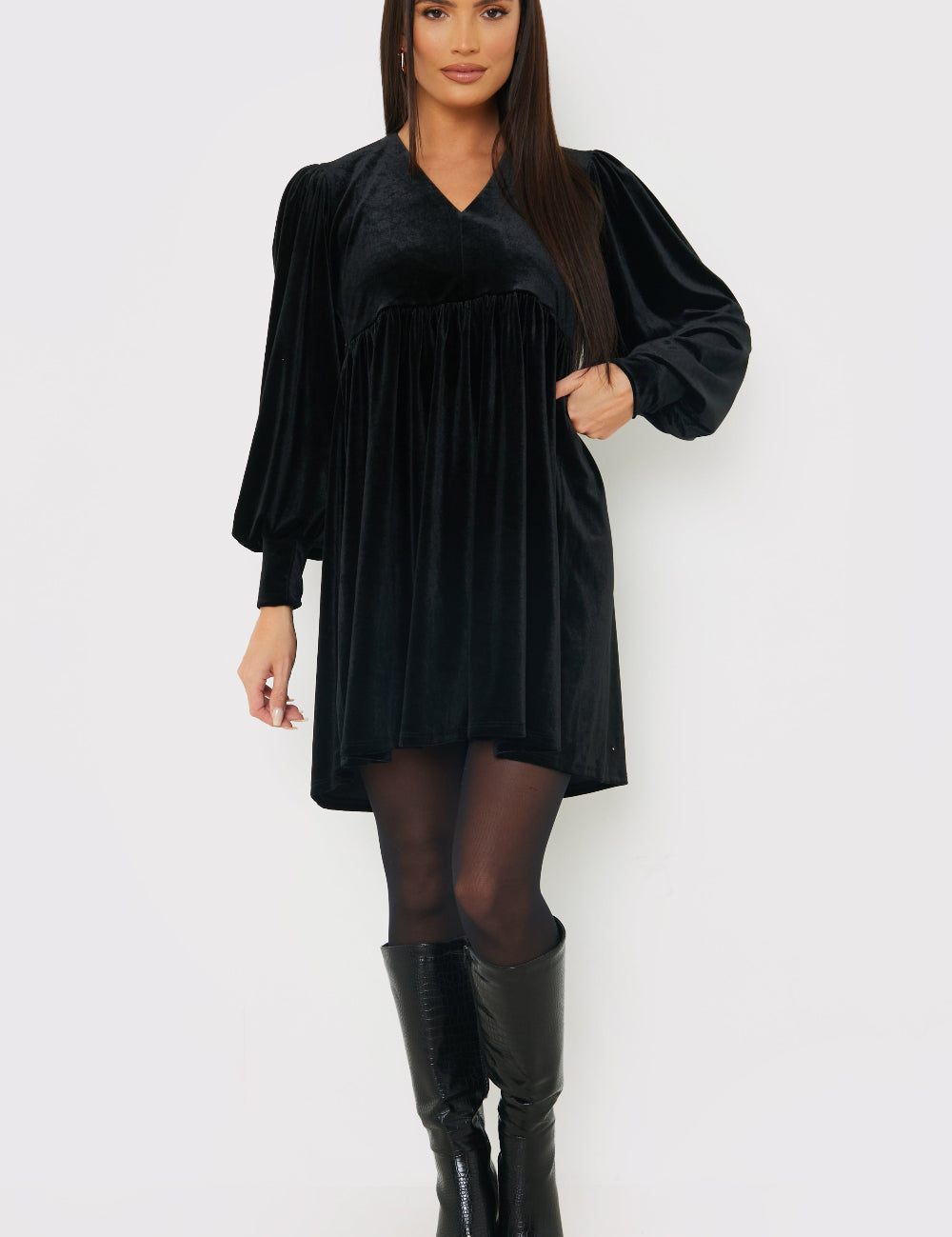 Velvet Smock Mini Dress