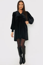 Velvet Smock Mini Dress