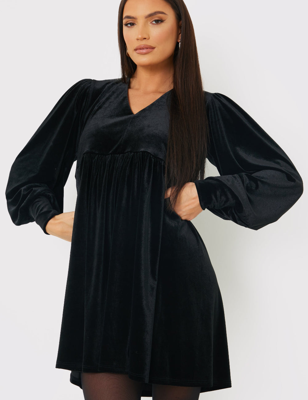 Velvet Smock Mini Dress