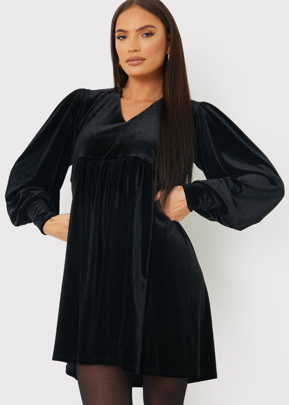 Velvet Smock Mini Dress
