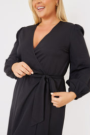 Wrap Waist Midi Dress