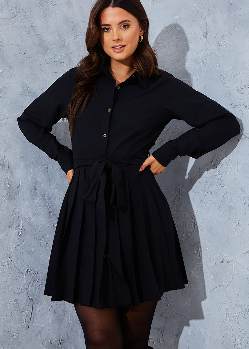 Pleated Shirt Dress