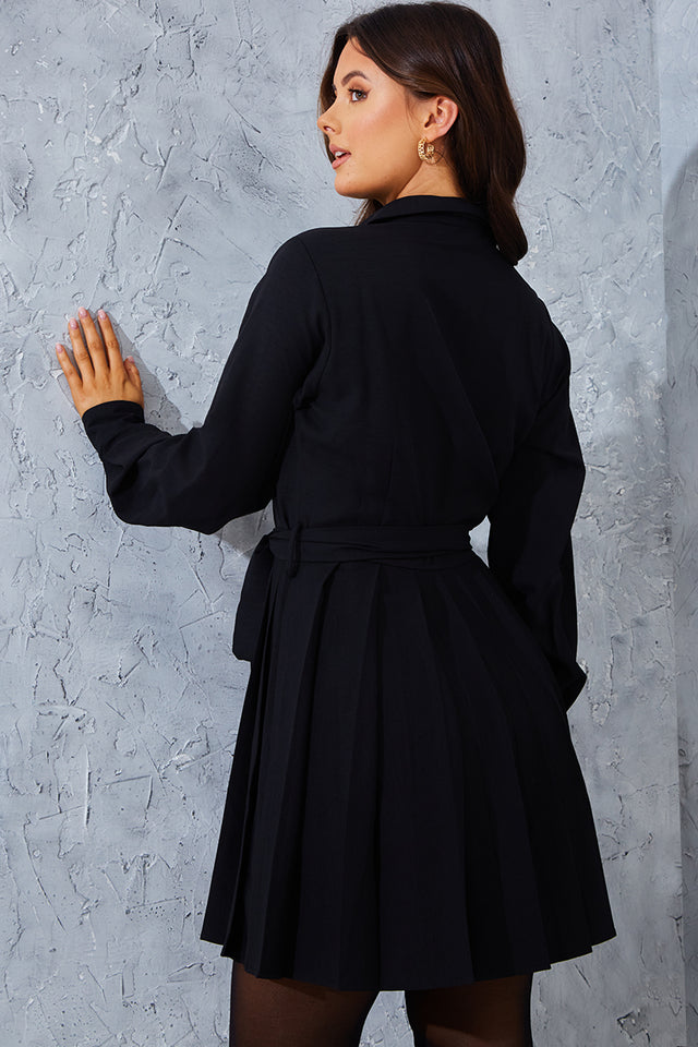 Zurich Pleated Waist Shirt Dress Black main image 1