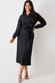 Button Up Belted Dress
