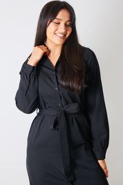 Button Up Belted Dress