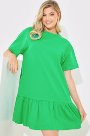 Peplum Hem Dropped Shoulder Tshirt Dress