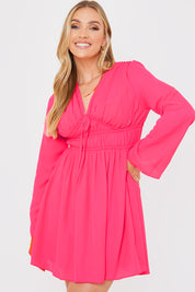Tie Detail Plunge Skater Dress