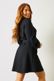 Balloon Sleeve Button Down Mini Dress