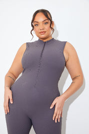 Built-In Bra Zip Front Sculpt and Control Unitard