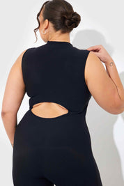 RIBBED SCULPT AND CONTROL ZIP FRONT UNITARD