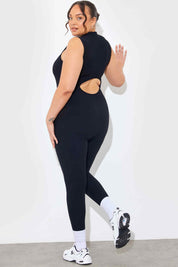 RIBBED SCULPT AND CONTROL ZIP FRONT UNITARD