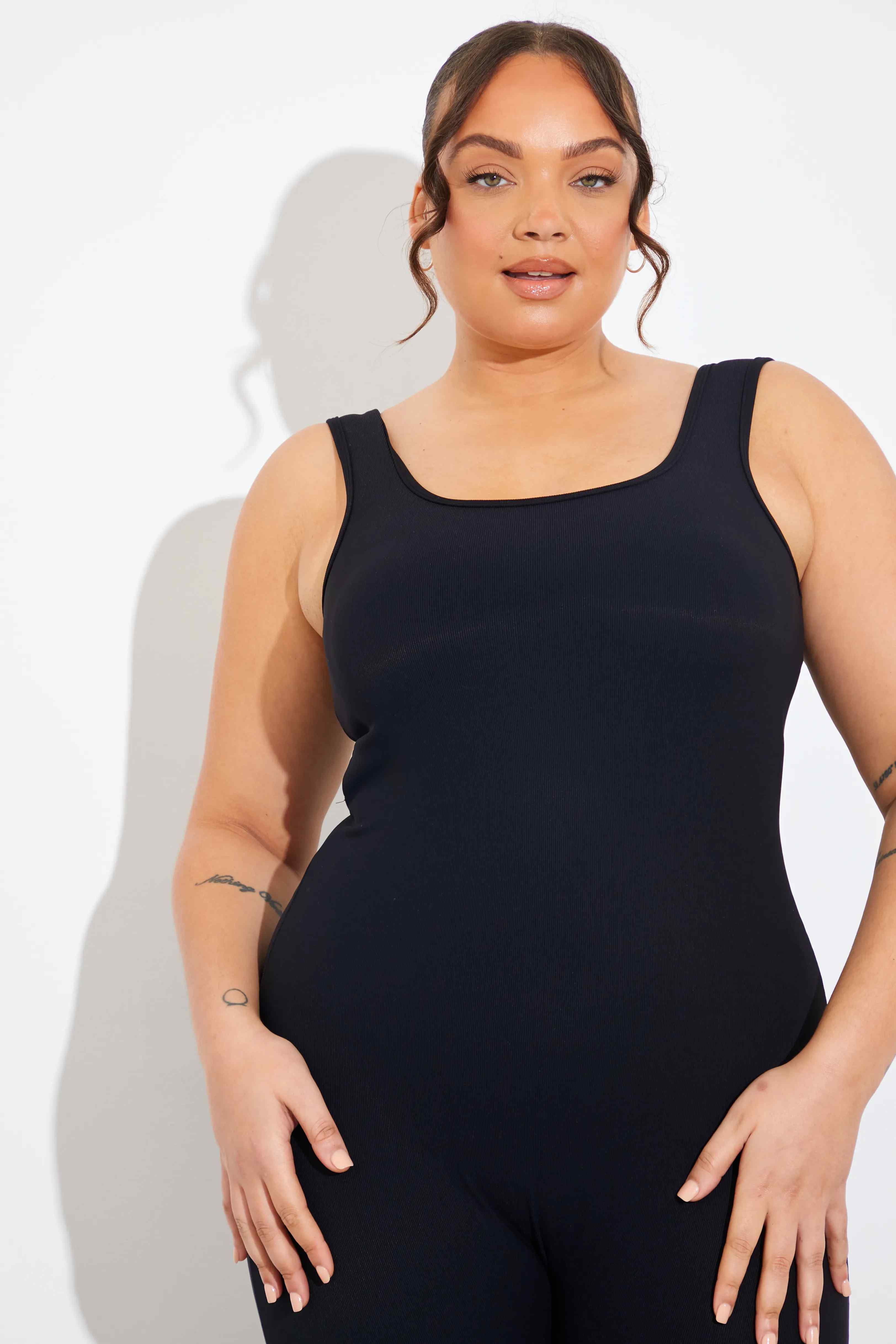 RIBBED SCULPT AND CONTROL FLARE LEG UNITARD