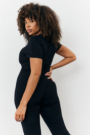 Sculpting Short Sleeve Wide Leg Jumpsuit