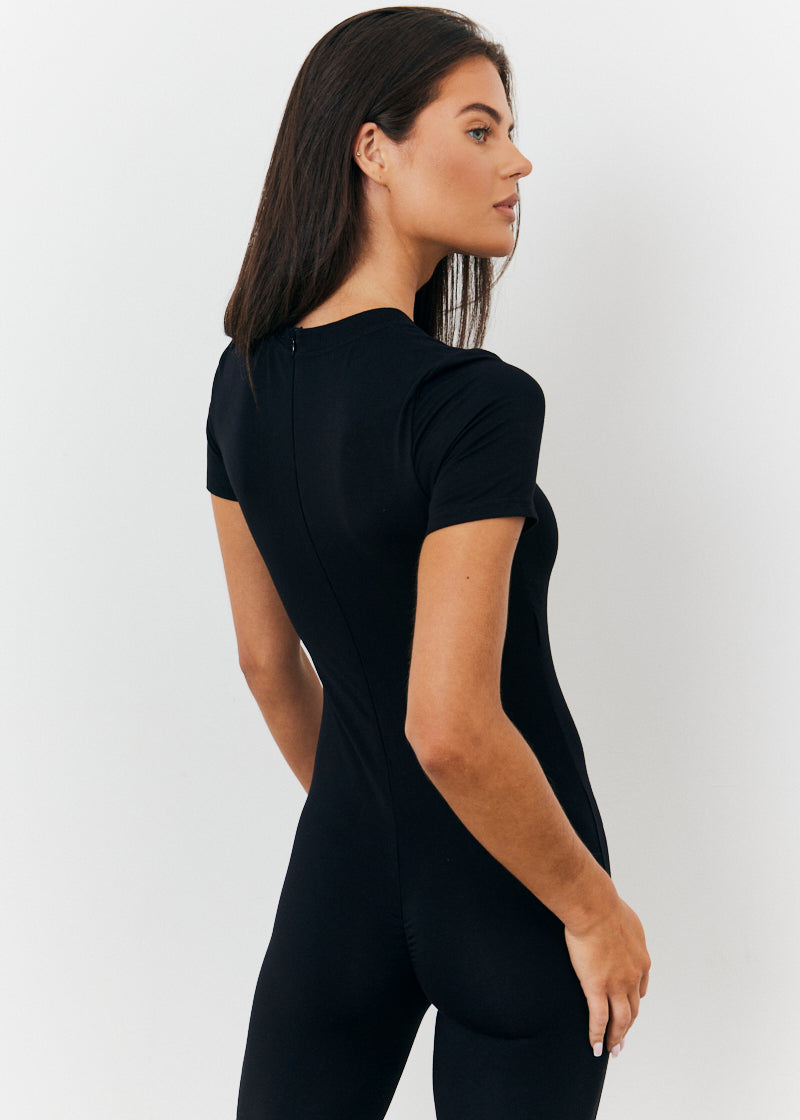 Sculpting Short Sleeve Wide Leg Jumpsuit
