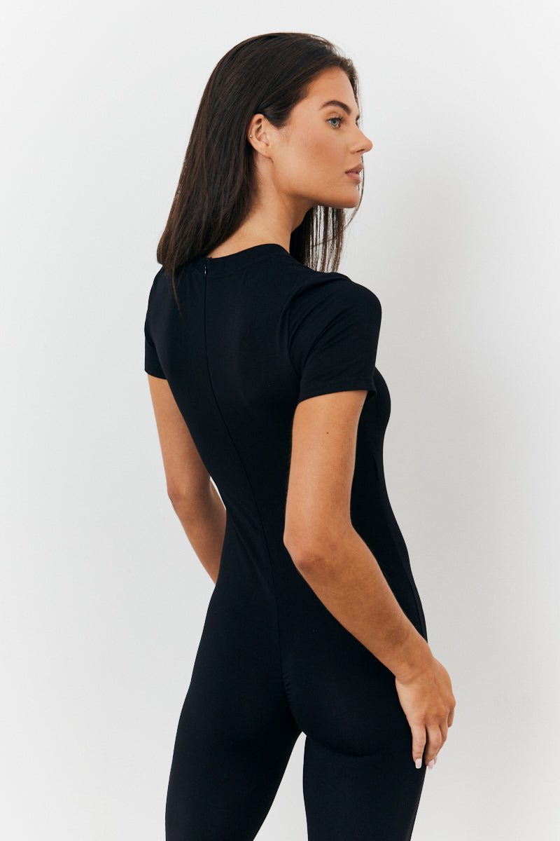 Sculpting Short Sleeve Wide Leg Jumpsuit