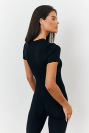 Sculpting Short Sleeve Wide Leg Jumpsuit