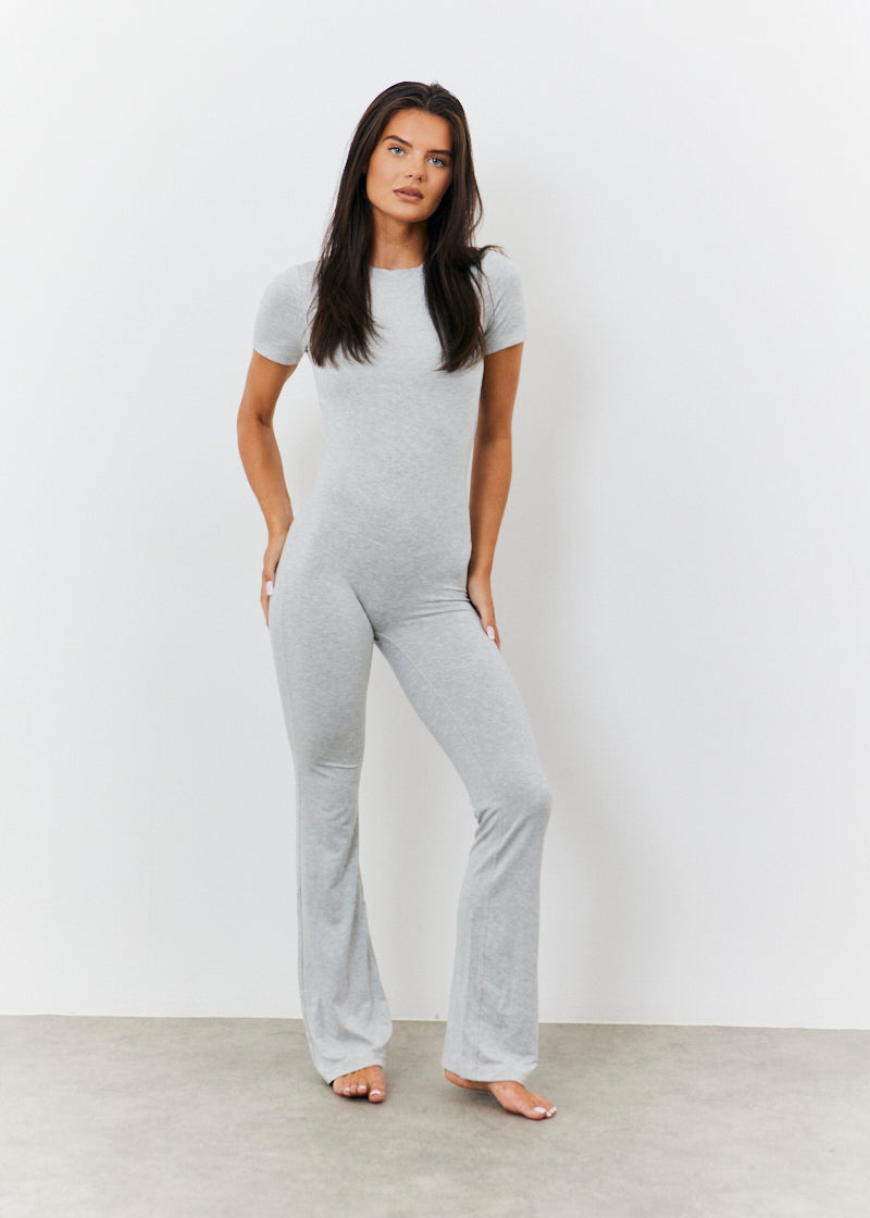 Sculpting Short Sleeve Wide Leg Jumpsuit