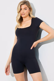 Contour Short Sleeve Short Leg Square Neck Unitard