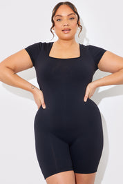 Contour Short Sleeve Short Leg Square Neck Unitard