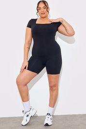 Contour Short Sleeve Short Leg Square Neck Unitard