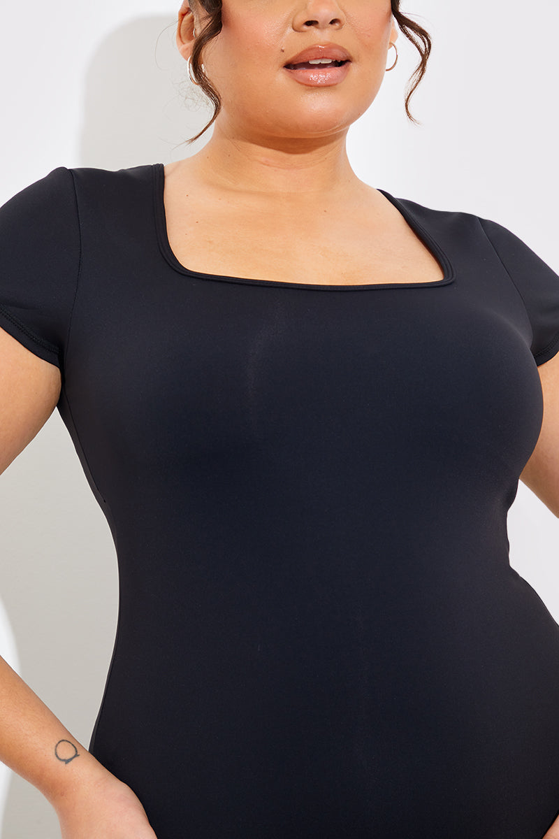 Contour Short Sleeve Short Leg Square Neck Unitard
