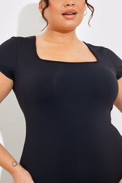 Contour Short Sleeve Short Leg Square Neck Unitard