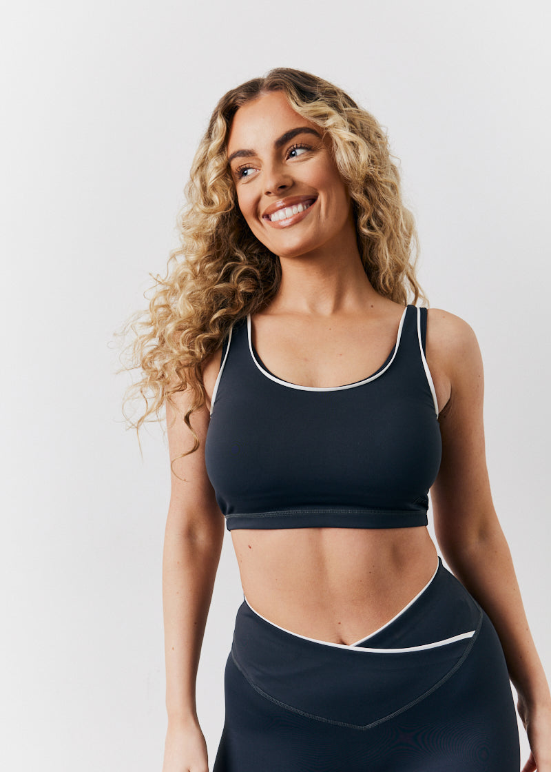 Indigo Blue Contrast Piping Co-Ord Sports Bra