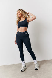 Indigo Blue Contrast Piping Co-Ord Wrap Leggings