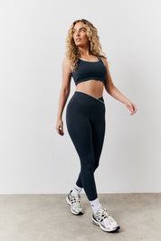 Indigo Blue Contrast Piping Co-Ord Wrap Leggings