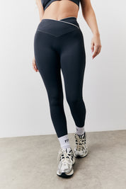 Indigo Blue Contrast Piping Co-Ord Wrap Leggings