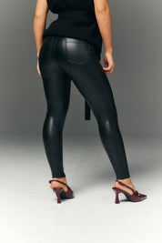 Perfect Sculpting High Waisted Leather Look Leggings With Pocket