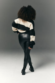 Perfect Sculpting High Waisted Leather Look Leggings With Pocket