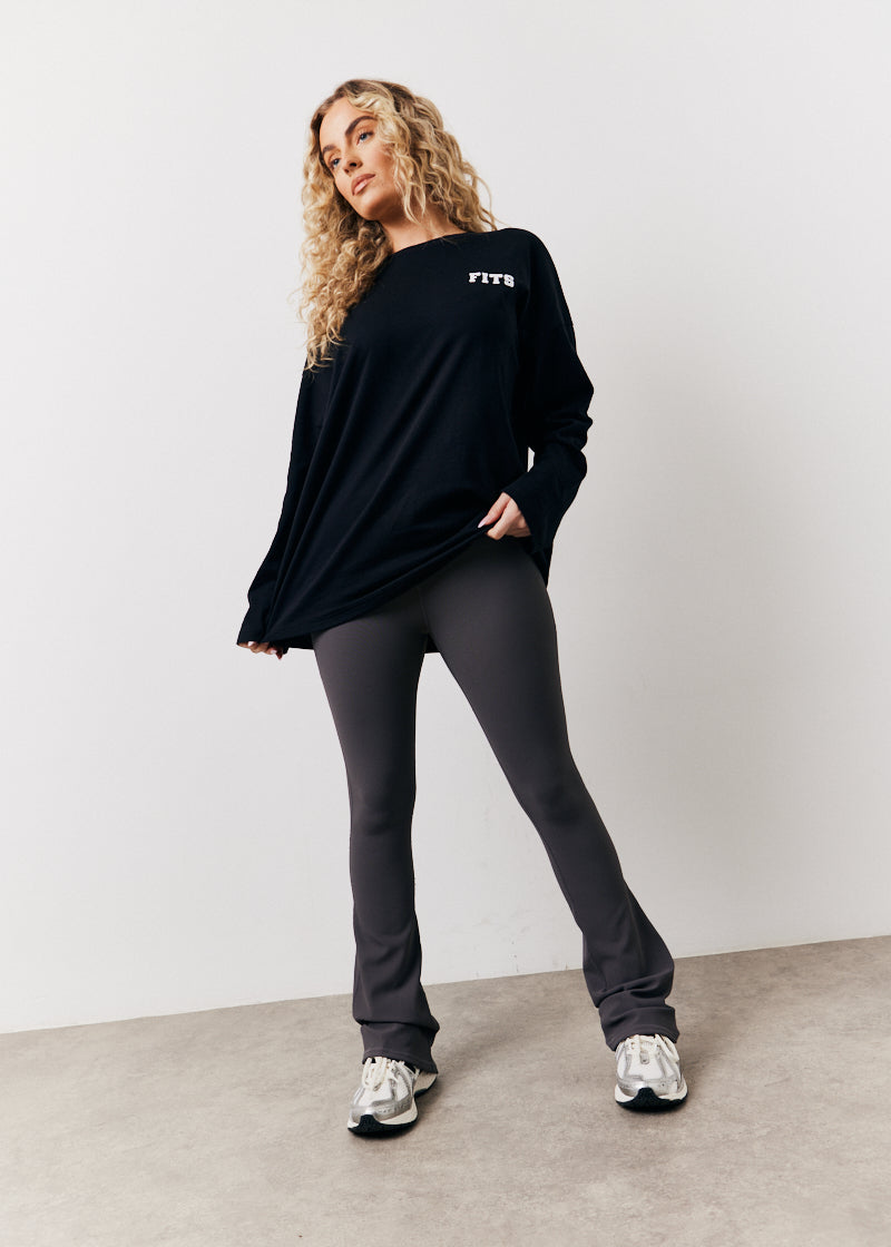 High Waist Sculpt and Control Kick Flare Rib Trouser