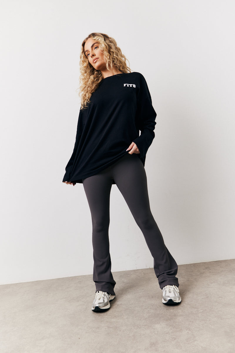 High Waist Sculpt and Control Kick Flare Rib Trouser