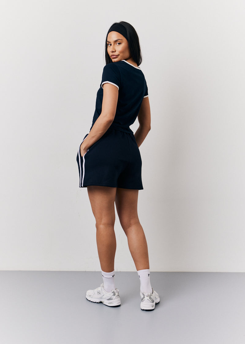 Navy Fits Slogan Shorts