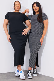 Reversible Stripe Co-Ord Midi Skirt