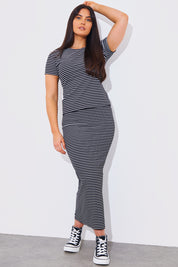 Reversible Stripe Co-Ord Midi Skirt