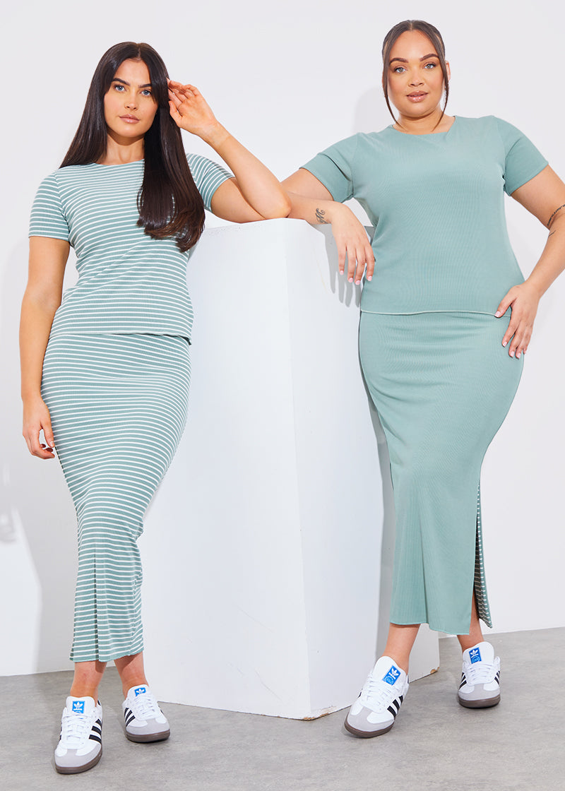 Reversible Stripe Co-Ord Midi Skirt