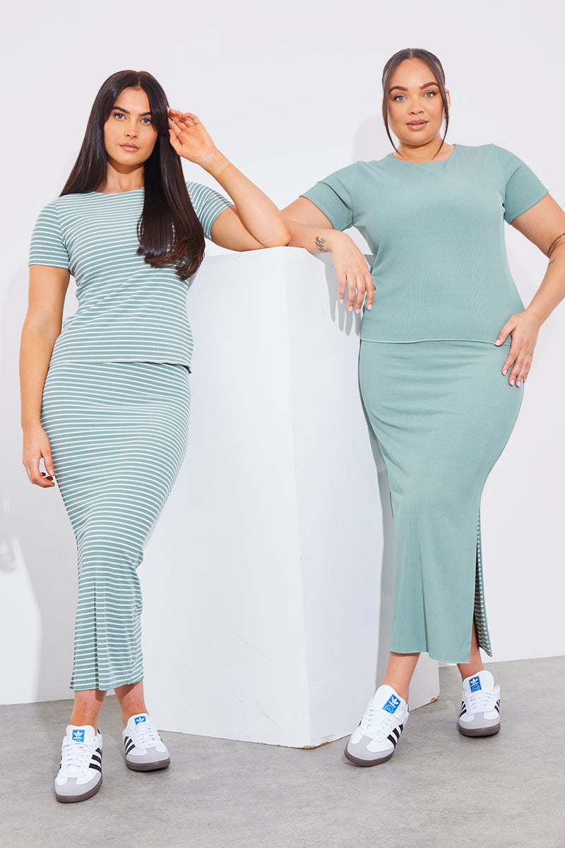 Reversible Stripe Co-Ord Midi Skirt