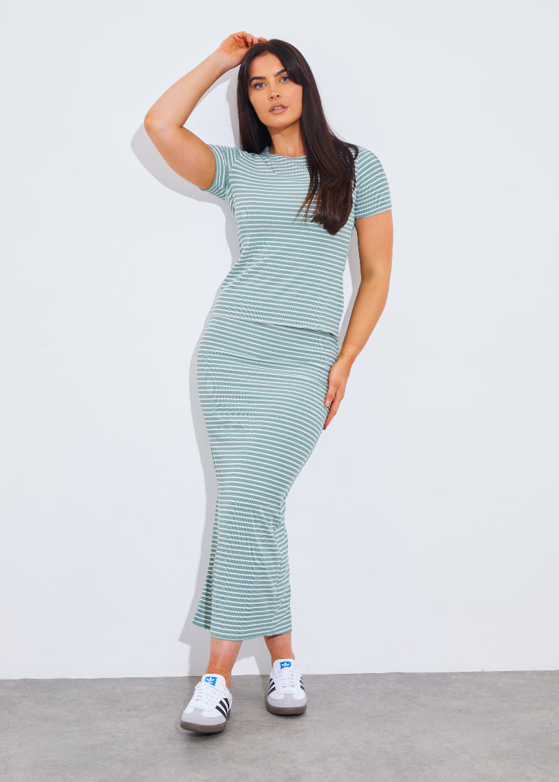 Reversible Stripe Co-Ord Midi Skirt