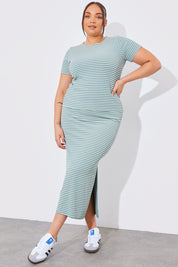 Reversible Stripe Co-Ord Midi Skirt