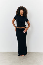 Sculpting Fold over Waistband Maxi Skirt