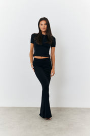 Sculpting Fold over Waistband Maxi Skirt