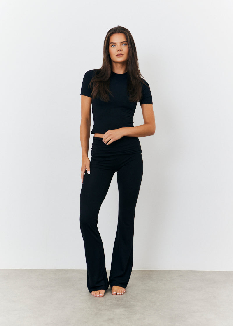 Sculpting Fold over Waistband Flare Leg Trouser