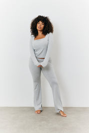 Sculpting Fold over Waistband Flare Leg Trouser
