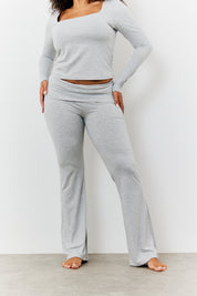 Sculpting Fold over Waistband Flare Leg Trouser
