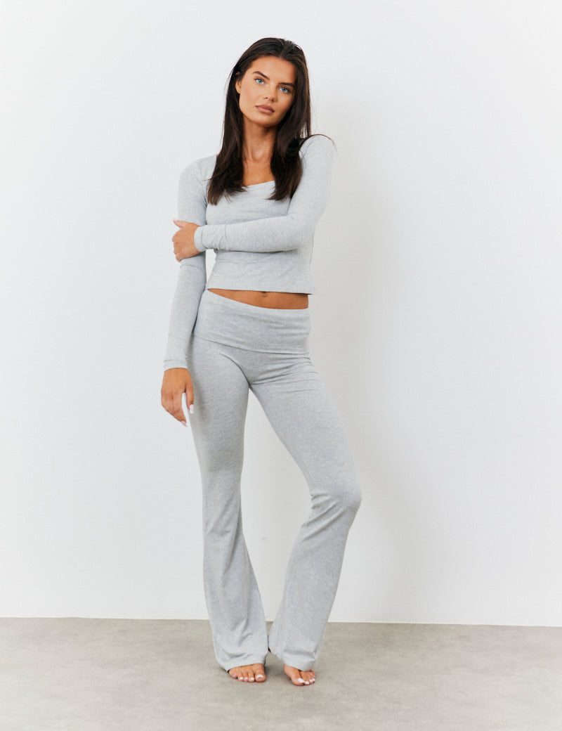 Sculpting Fold over Waistband Flare Leg Trouser