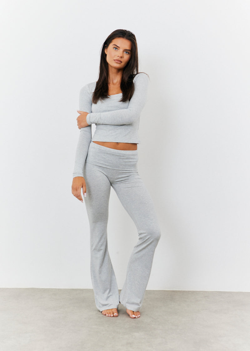 Sculpting Fold over Waistband Flare Leg Trouser